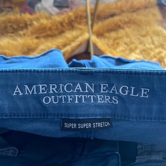 American Eagle Blue Hi-Rise Shortie Shorts - Picture 7 of 9